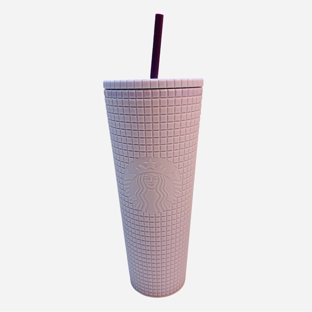Starbucks 24oz Matte Lilac Lavender Grid Studded Tumbler With Purple‎ Straw